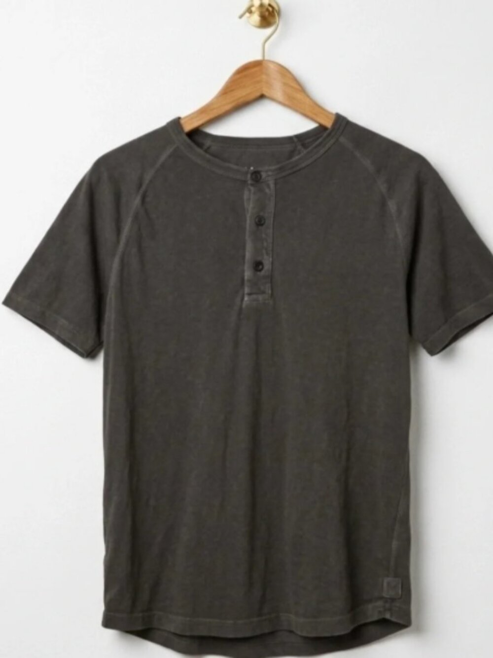 American Eagle Henley T-Shirt Washed Gray Raglan Cotton Men’s Small